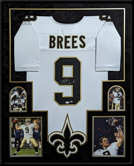 MVP Authentics Framed In Suede New Orleans Saints Drew Brees Autographed Signed Jersey Jsa Coa 787.50 sports jersey framing , jersey framing