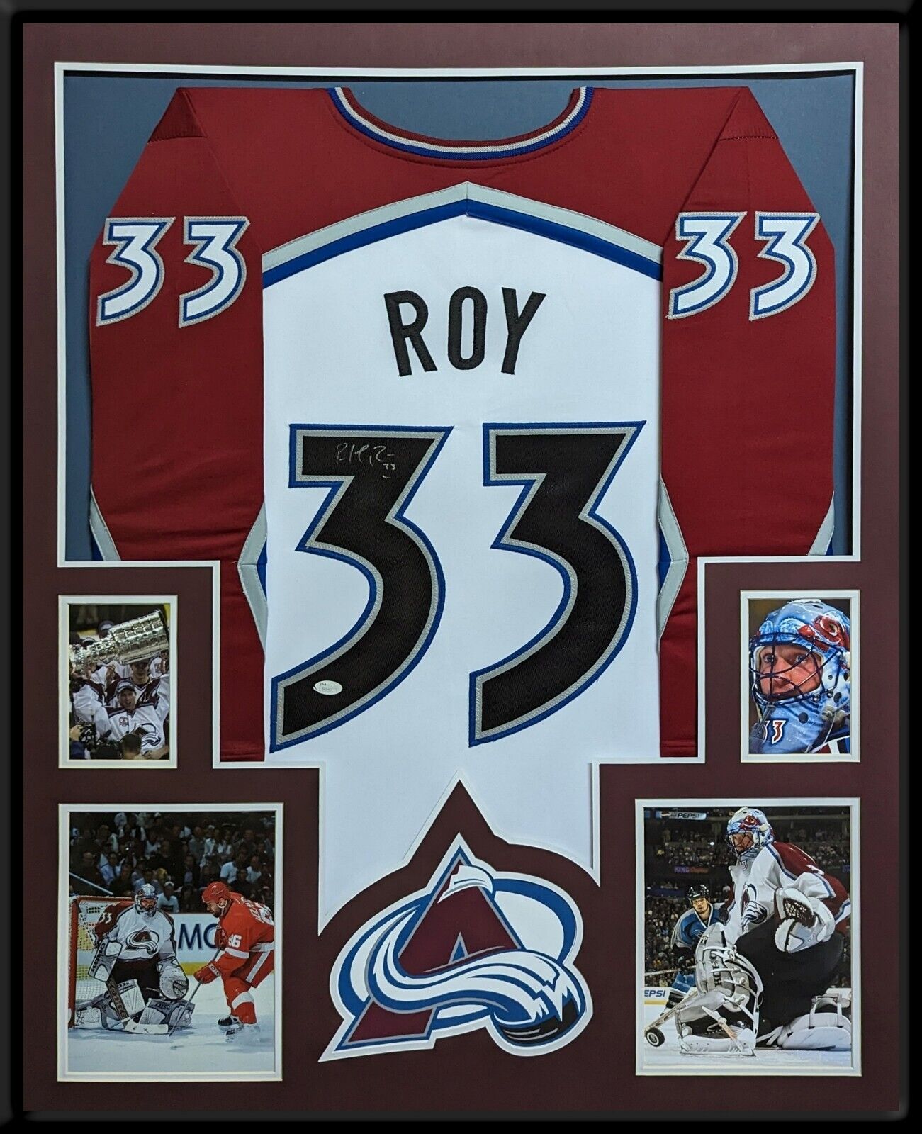 MVP Authentics Framed Colorado Avalanche Patrick Roy Autographed Signed Jersey Jsa Coa 1350 sports jersey framing , jersey framing