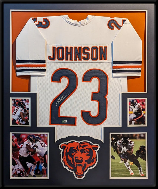 MVP Authentics Framed Chicago Bears Roschon Johnson Autographed Signed Jersey Beckett Holo 495 sports jersey framing , jersey framing