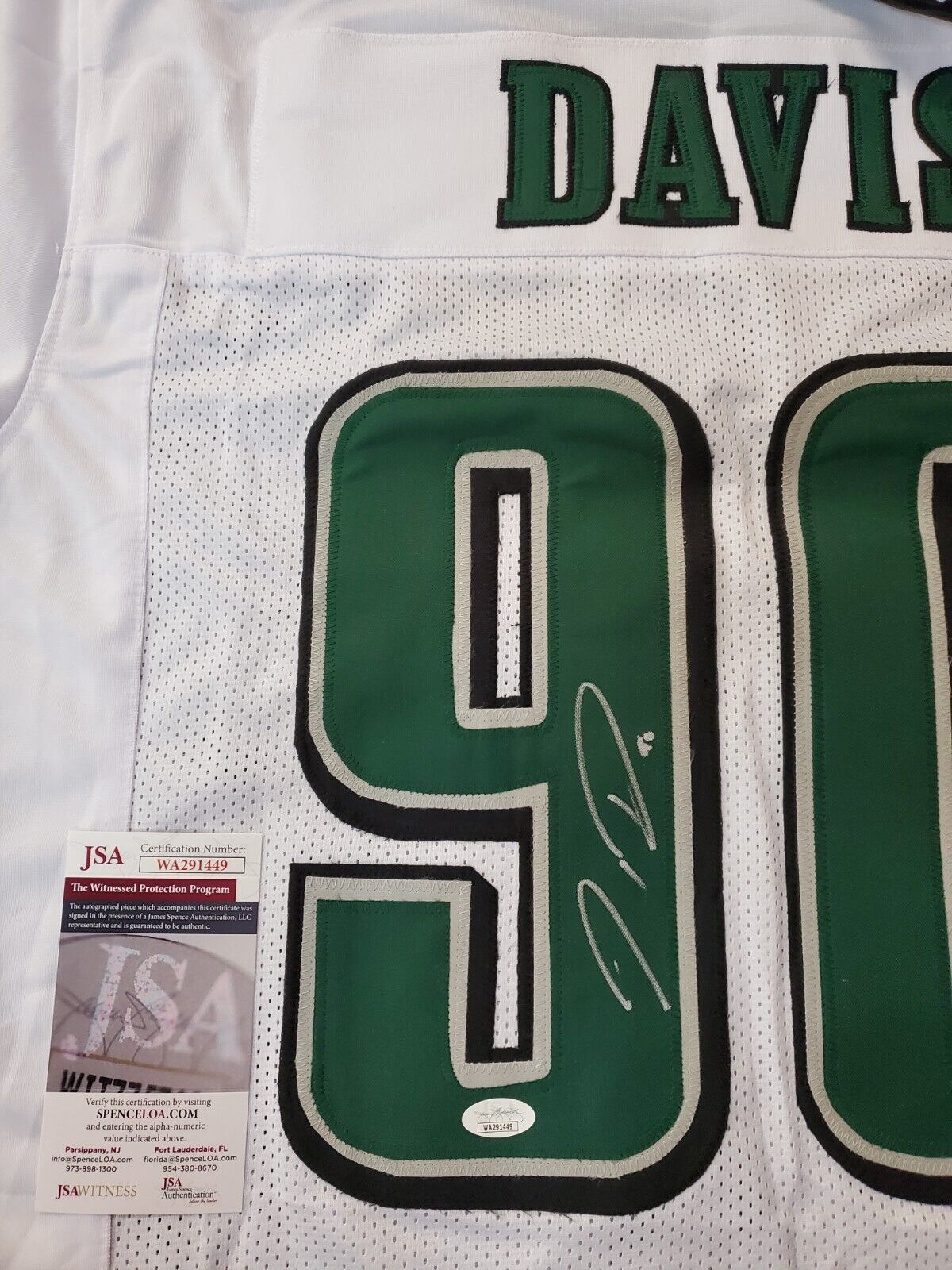 Philadelphia Eagles Jordan Davis Autographed Signed Jersey Jsa Coa