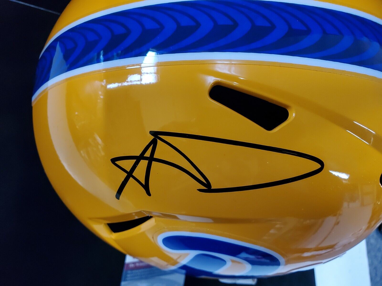 MVP Authentics Pitt Panthers Aaron Donald Autographed Signed Full Size Replica Helmet Jsa Coa 360 sports jersey framing , jersey framing