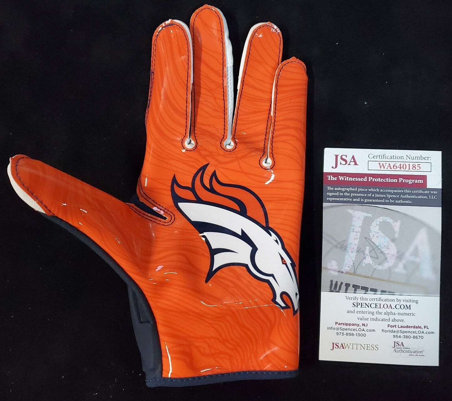 MVP Authentics Denver Broncos Damarri Mathis Autographed Signed Glove Jsa Coa 90 sports jersey framing , jersey framing