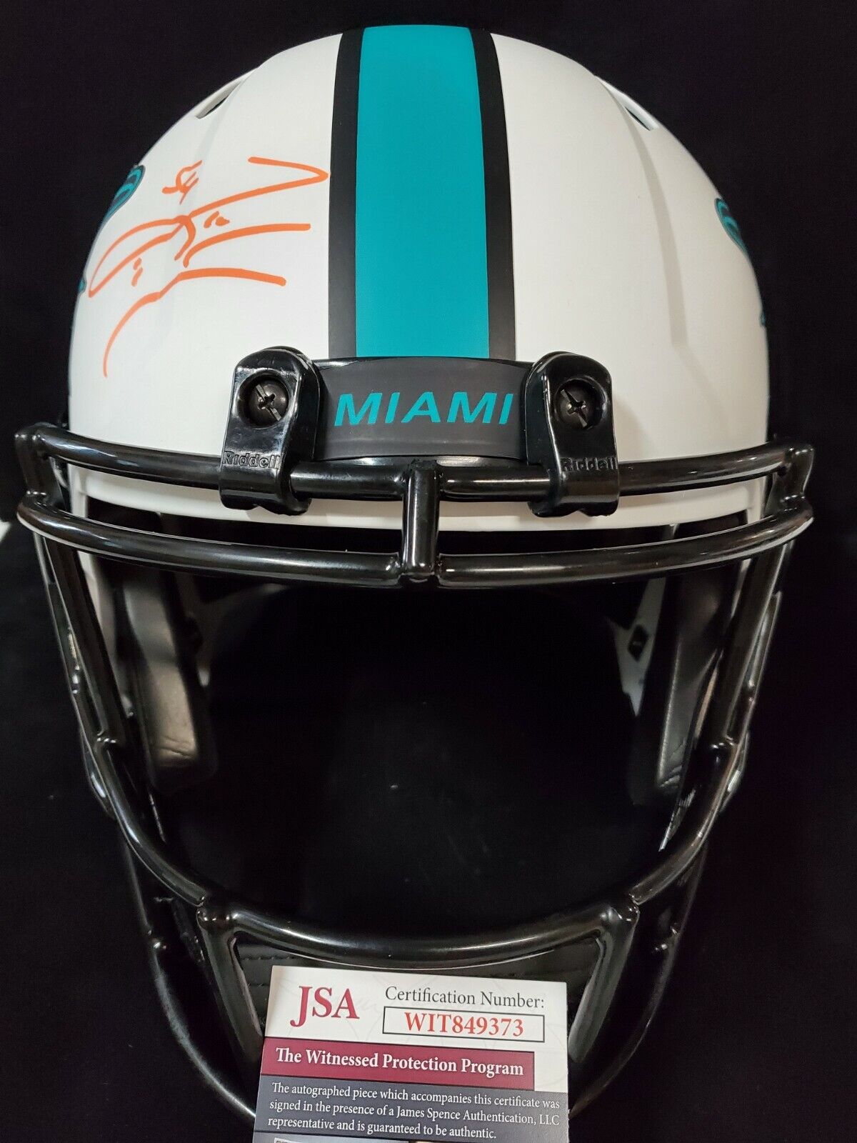 MVP Authentics Miami Dolphins Zach Thomas Signed Insc Full Size Lunar Rep Helmet Jsa Coa 449.10 sports jersey framing , jersey framing