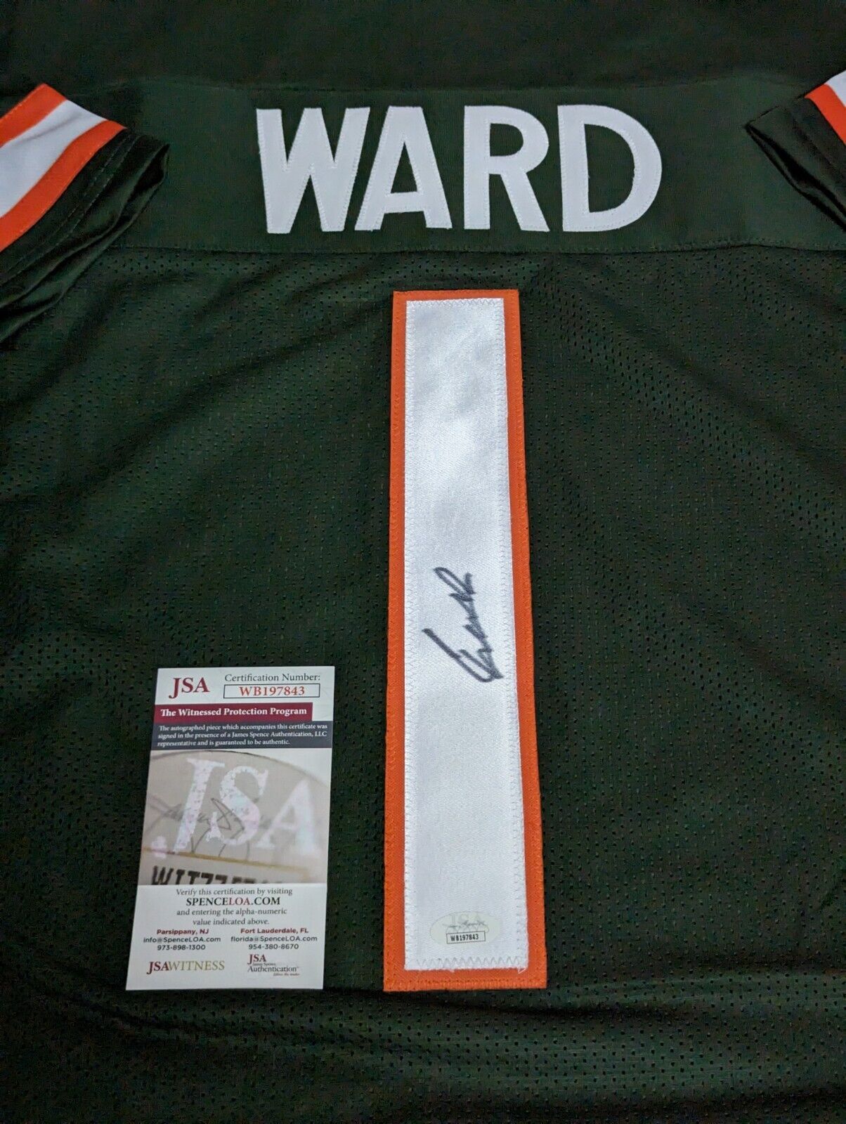MVP Authentics Miami Hurricanes Cameron Ward Autographed Signed Jersey Jsa Coa 112.50 sports jersey framing , jersey framing