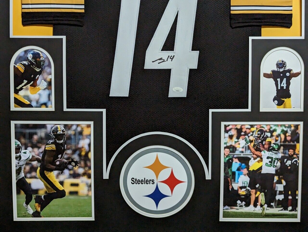 MVP Authentics Framed Pittsburgh Steelers George Pickens Autographed Signed Jersey Jsa Coa 472.50 sports jersey framing , jersey framing