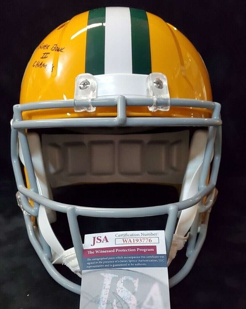 MVP Authentics Green Bay Packers Don Horn Signed 4X Insc Full Size Speed Replica Helmet Jsa 337.50 sports jersey framing , jersey framing