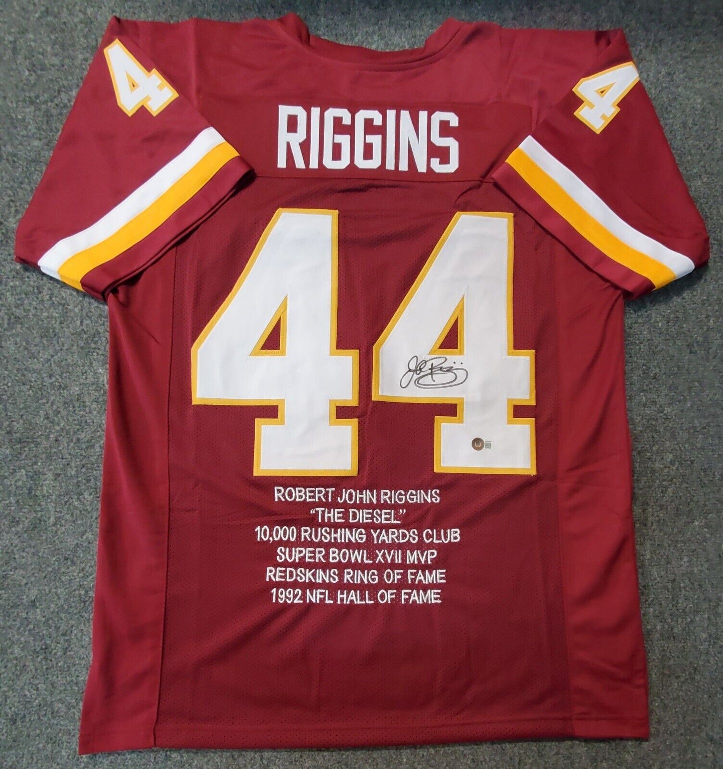 MVP Authentics Washington Football John Riggins Autographed Signed Stat Jersey Beckett Holo 225 sports jersey framing , jersey framing