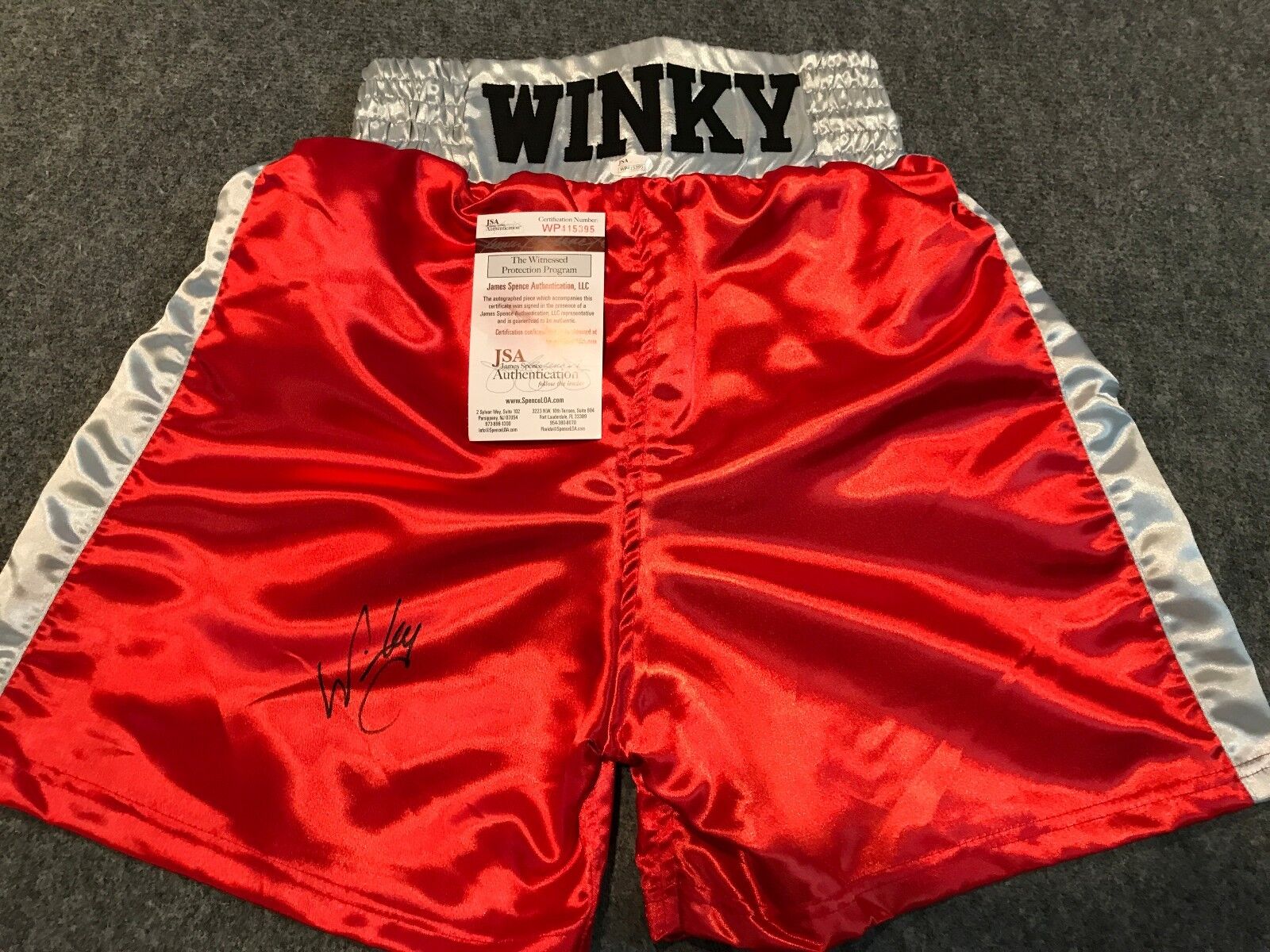 MVP Authentics Winky Wright Autographed Signed Boxing Trunks Jsa Coa 90 sports jersey framing , jersey framing