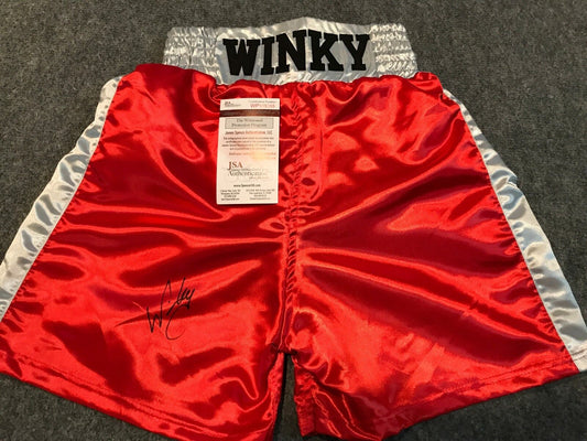MVP Authentics Winky Wright Autographed Signed Boxing Trunks Jsa Coa 90 sports jersey framing , jersey framing