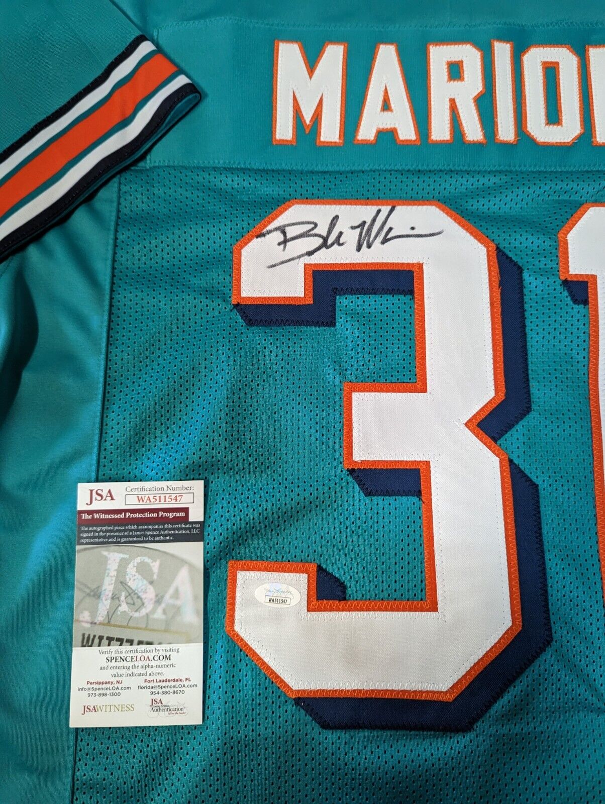 MVP Authentics Miami Dolphins Brock Marion Autographed Signed Jersey Jsa Coa 90 sports jersey framing , jersey framing