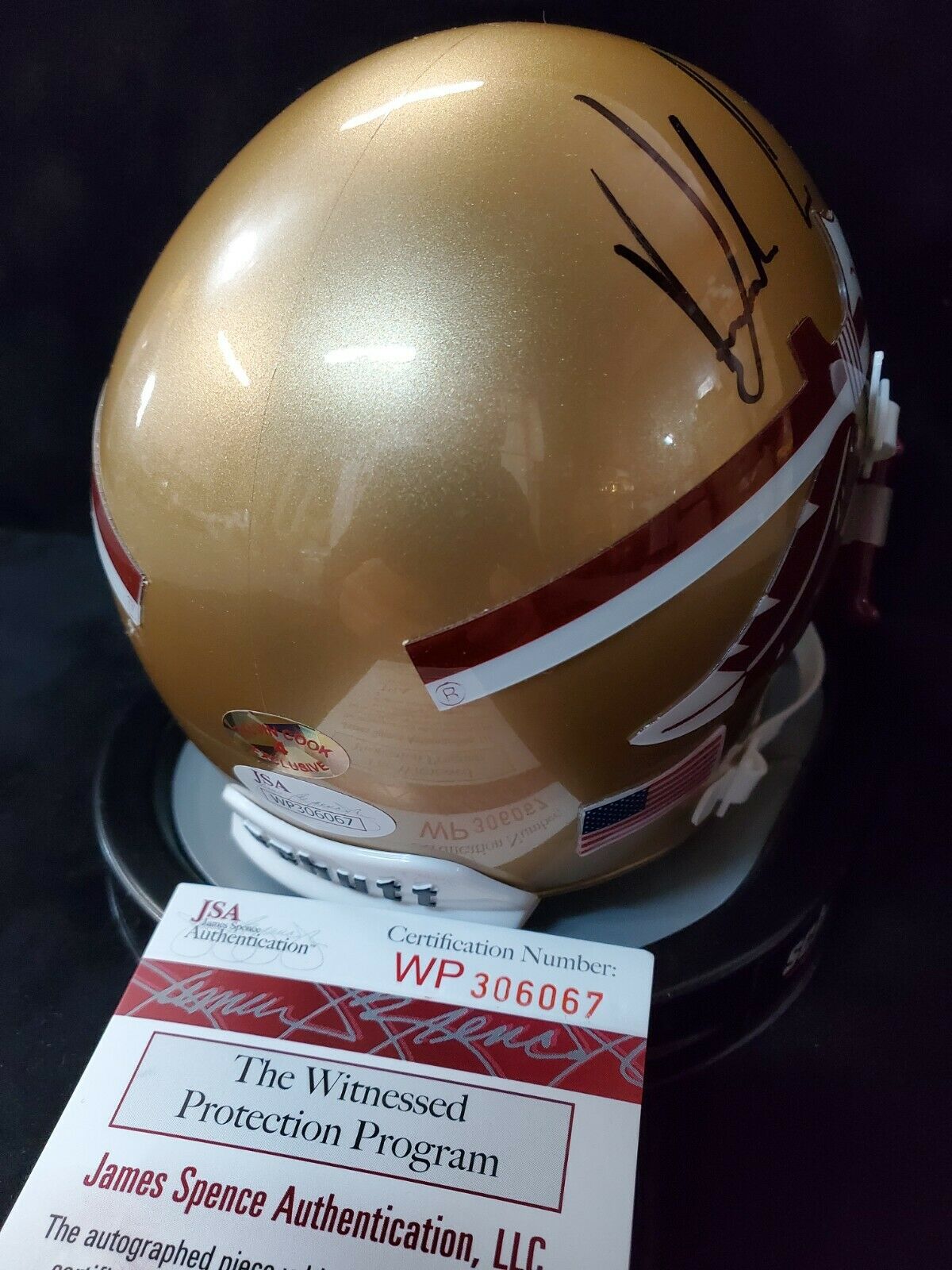 MVP Authentics Florida State Seminoles Dalvin Cook Autographed Speed Mini Helmet Jsa 134.10 sports jersey framing , jersey framing