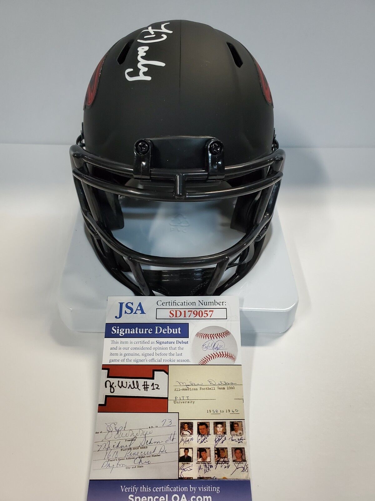 MVP Authentics Atlanta Falcons Frank Darby Autographed Signed Eclipse Mini Helmet Jsa Coa 89.10 sports jersey framing , jersey framing