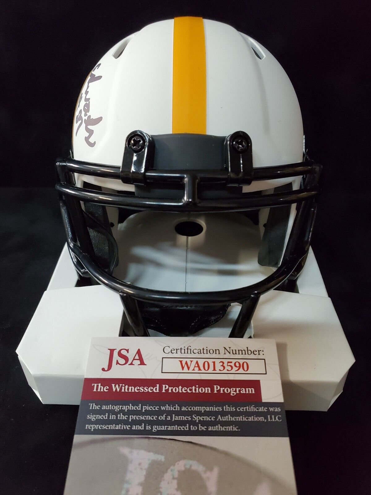 MVP Authentics Pittsburgh Steelers Glen Edwards Signed Lunar Mini Helmet Jsa Coa 76.50 sports jersey framing , jersey framing