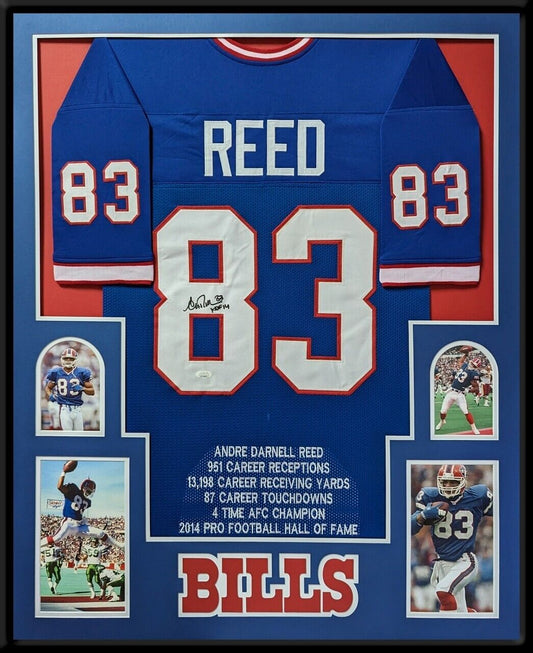 MVP Authentics Framed Buffalo Bills Andre Reed Autographed Signed Inscribed Stat Jersey Jsa Coa 405 sports jersey framing , jersey framing