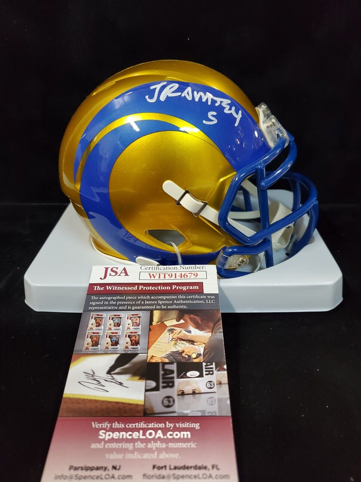 MVP Authentics Los Angeles Rams Jalen Ramsey Autographed Flash Mini Helmet Jsa Coa 184.50 sports jersey framing , jersey framing