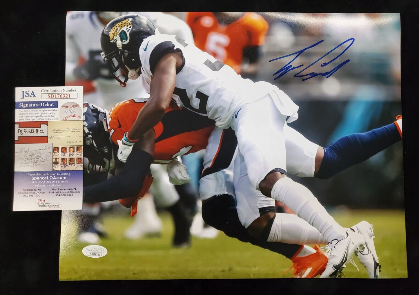 MVP Authentics Jacksonville Jaguars Tyson Campbell Autographed Signed 11X14 Photo Jsa Coa 58.50 sports jersey framing , jersey framing