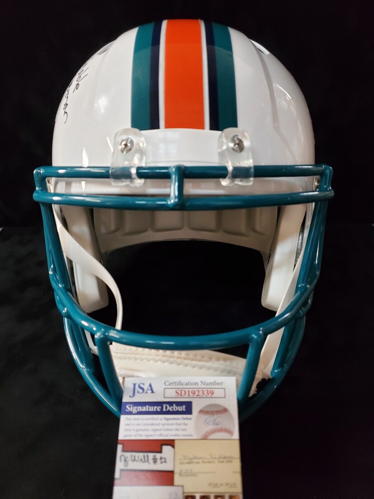 MVP Authentics Miami Dolphins Jevon Holland Signed Full Size Throwback Replica Helmet Jsa Coa 297 sports jersey framing , jersey framing