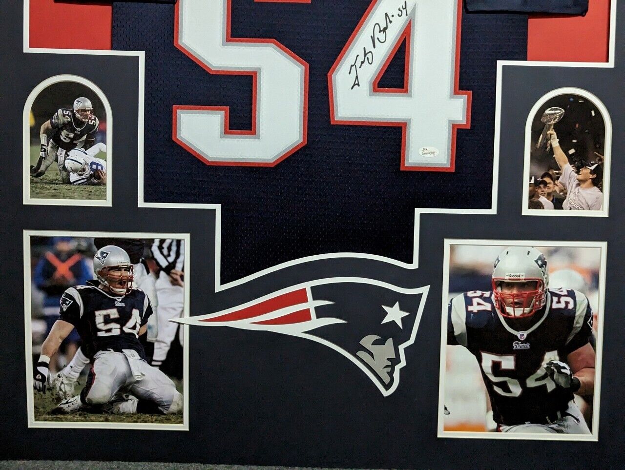 MVP Authentics Framed New England Patriots Tedy Bruschi Autographed Signed Jersey Jsa Coa 562.50 sports jersey framing , jersey framing