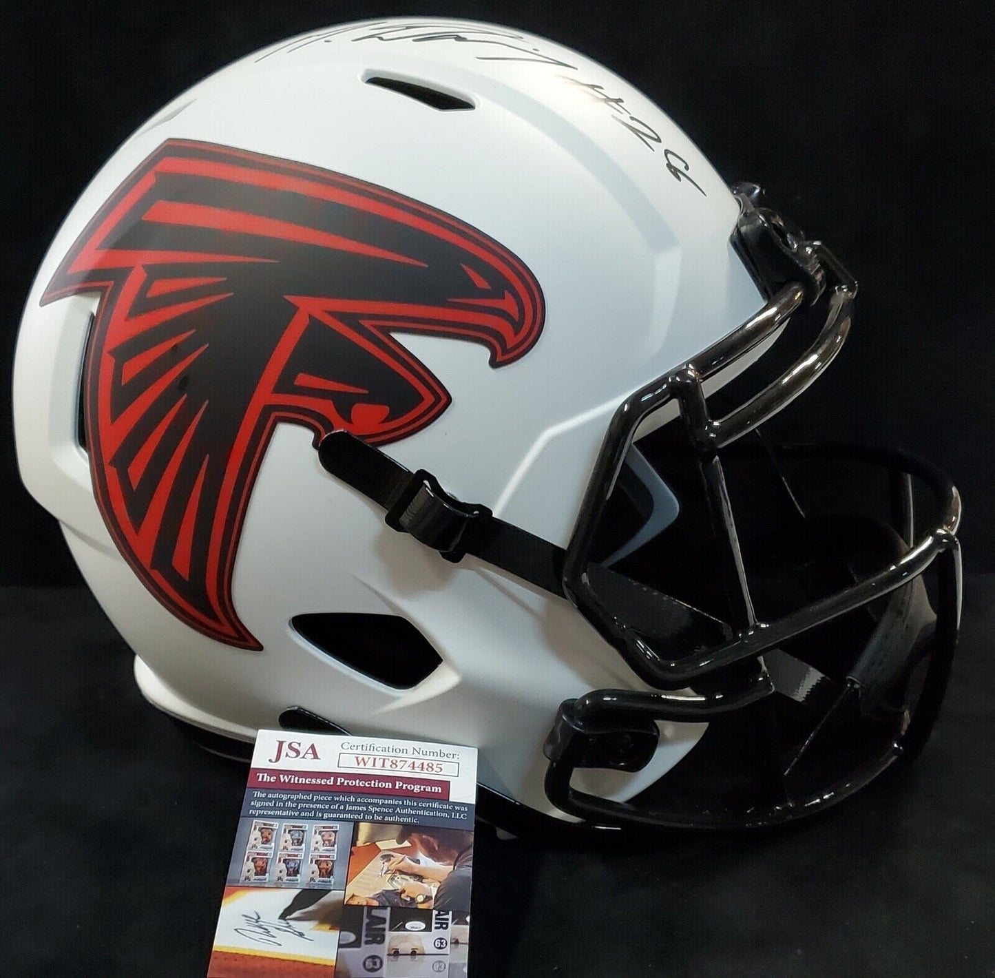 MVP Authentics Atlanta Falcons Mike Davis Signed Full Size Lunar Replica Helmet Jsa Coa 238.50 sports jersey framing , jersey framing