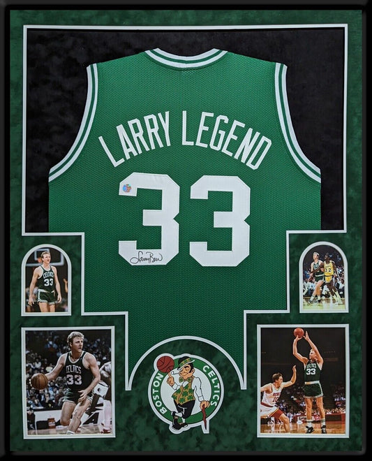 MVP Authentics Suede Framed Boston Celtics Larry Bird Autographed Signed Jersey Larry Bird Holo 810 sports jersey framing , jersey framing