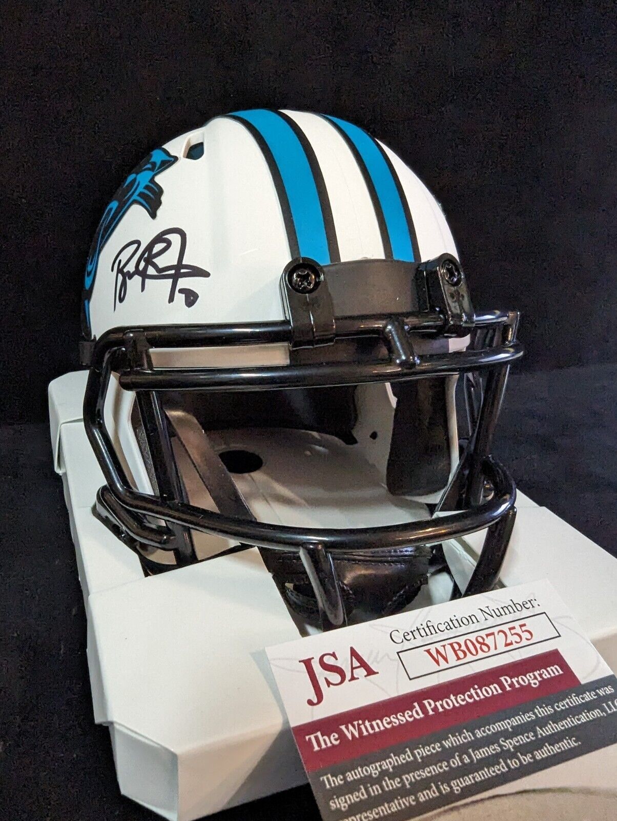 MVP Authentics Carolina Panthers Brian Burns Signed  Lunar Mini Helmet Jsa Coa 135 sports jersey framing , jersey framing
