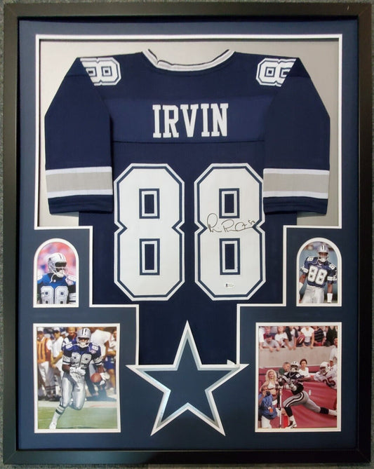 MVP Authentics Framed Dallas Cowboys Michael Irvin Autographed Signed Jersey Beckett Coa 540 sports jersey framing , jersey framing