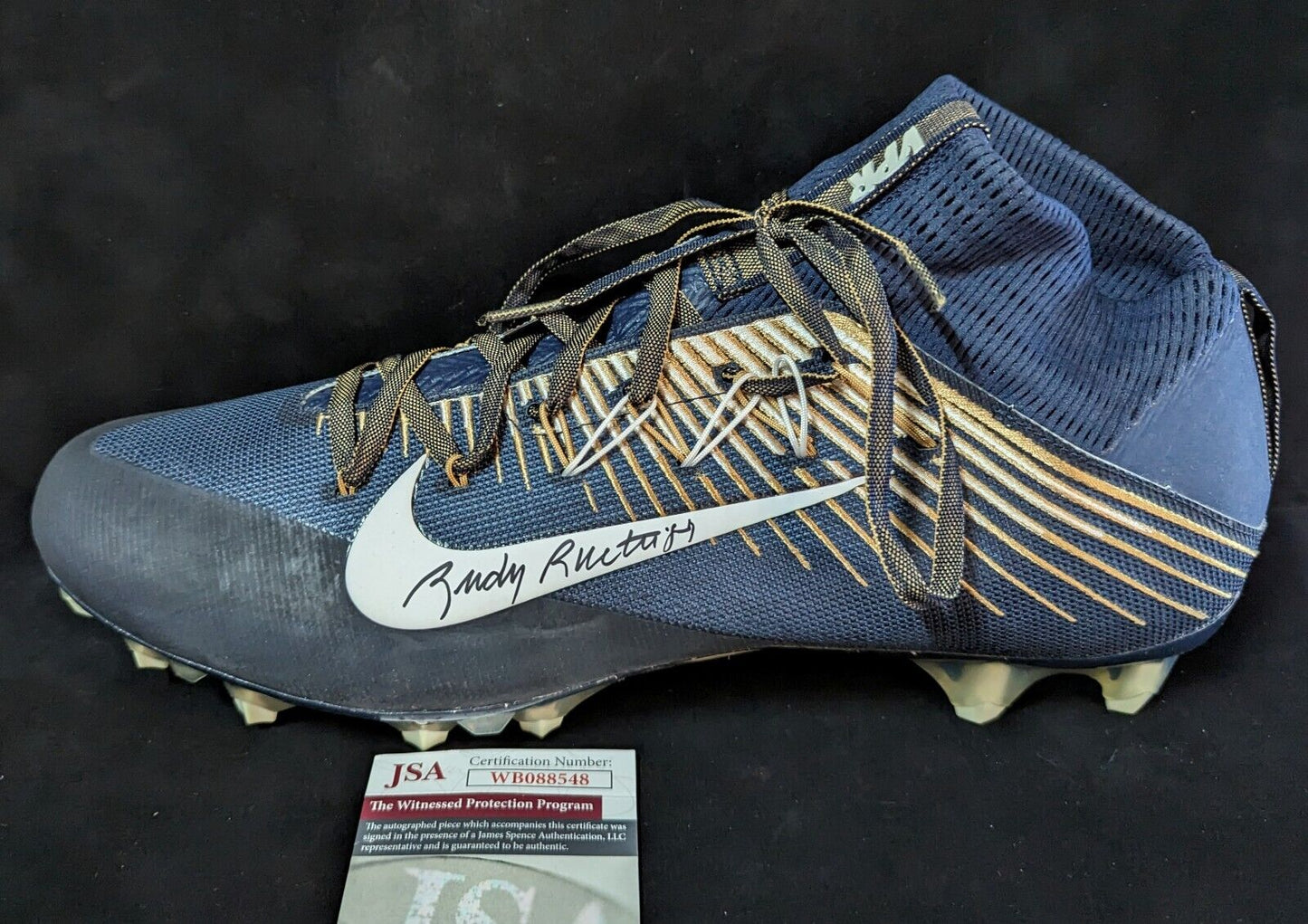 MVP Authentics Notre Dame Fighting Irish Rudy Ruettiger Autographed Signed Cleat Jsa Coa 135 sports jersey framing , jersey framing