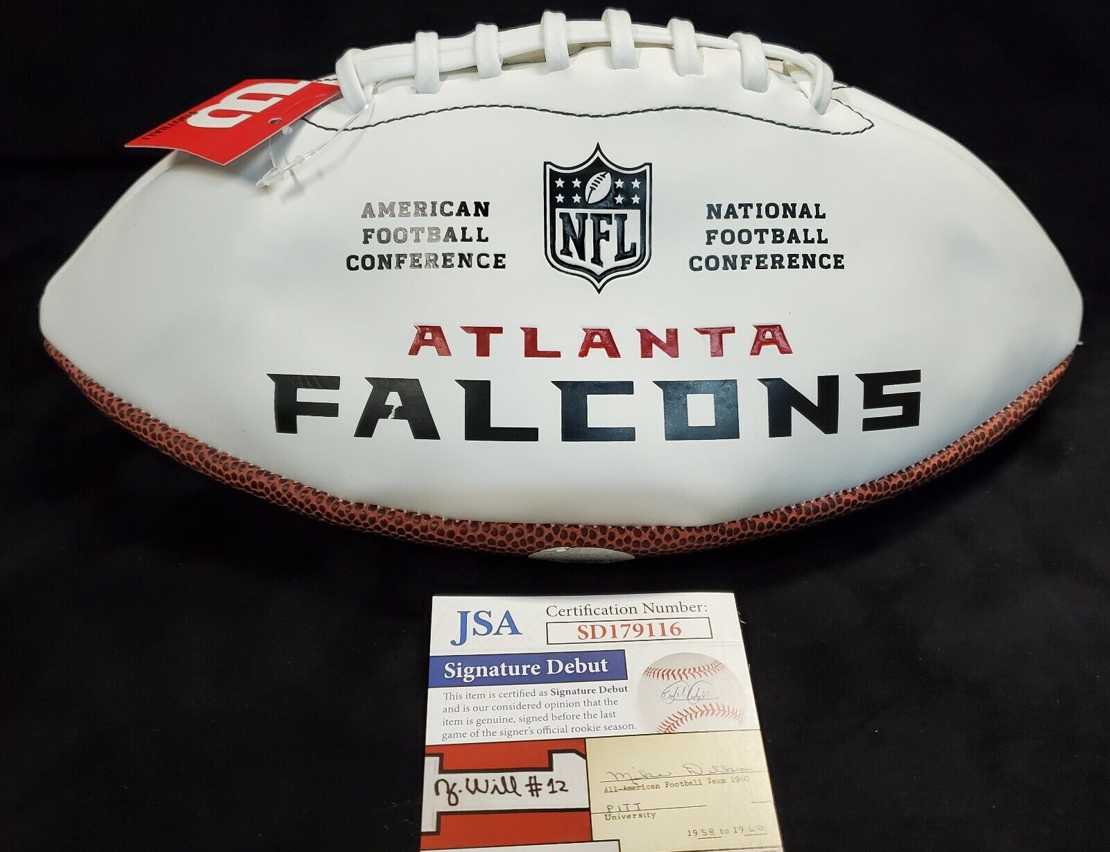 MVP Authentics Atlanta Falcons Frank Darby Autographed Signed Falcons Logo Football Jsa Coa 108 sports jersey framing , jersey framing