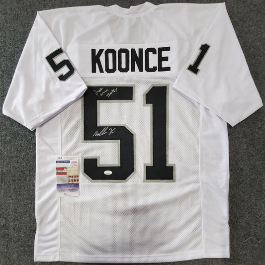 MVP Authentics Las Vegas Raiders Malcolm Koonce Autographed Inscribed Jersey Jsa Coa 112.50 sports jersey framing , jersey framing