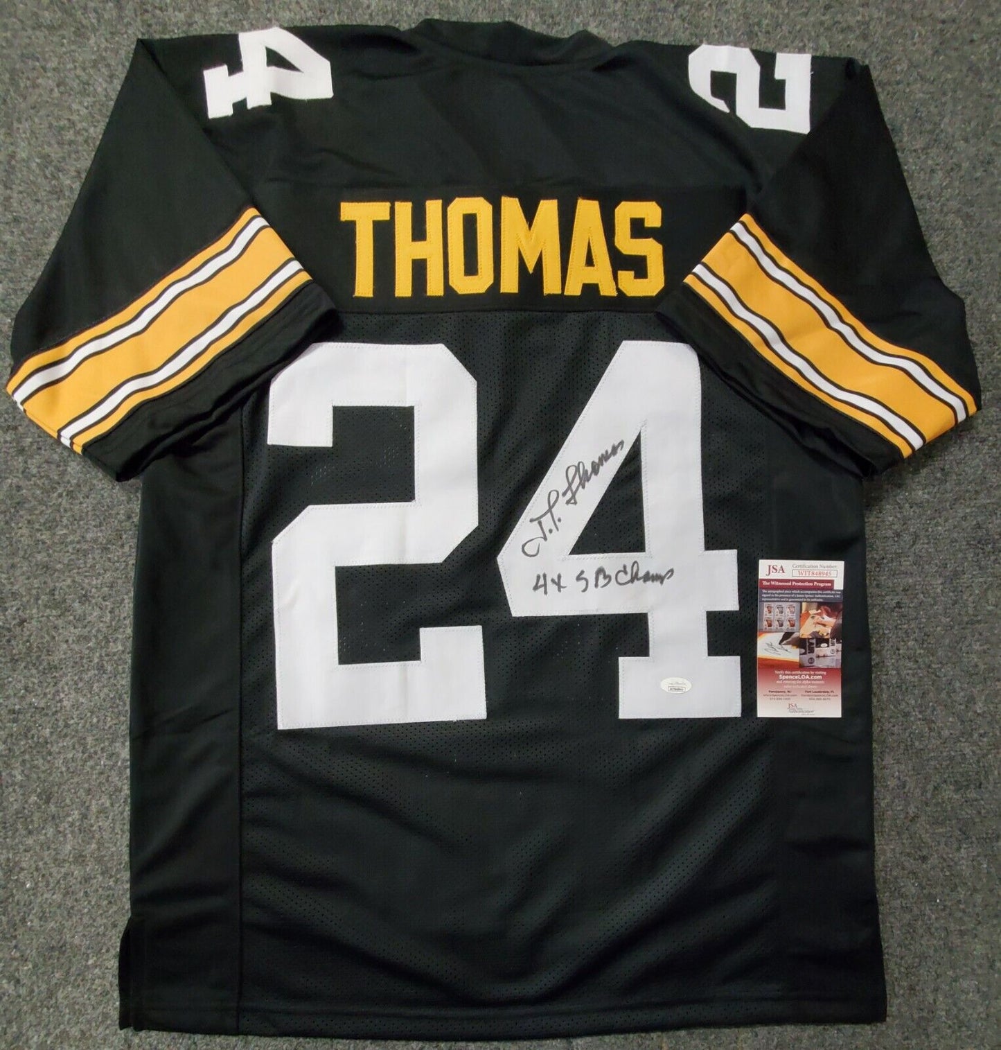 MVP Authentics Pittsburgh Steelers Jt Thomas Autographed Inscribed Jersey Jsa Coa 112.50 sports jersey framing , jersey framing