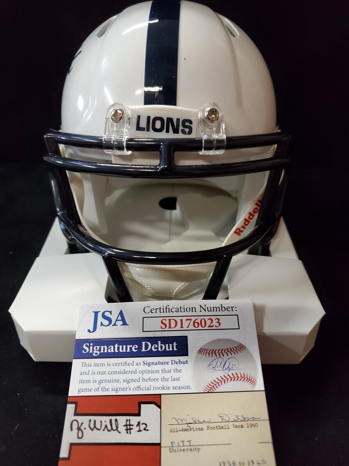 MVP Authentics Penn State Nittany Lions Tyler Elsdon Autographed Signed Mini Helmet Jsa Coa 71.10 sports jersey framing , jersey framing