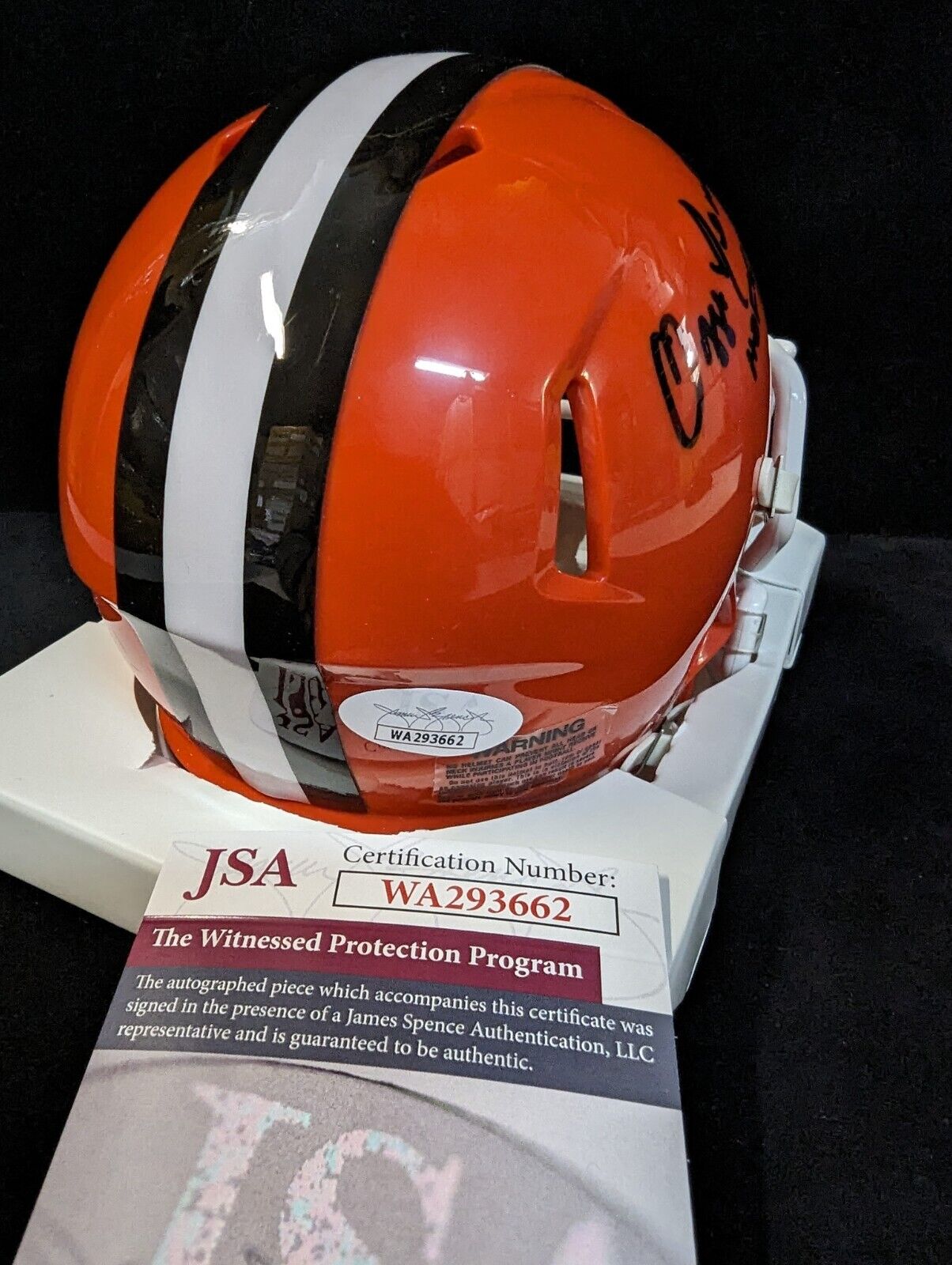 MVP Authentics Cleveland Browns Ozzie Newsome Autographed Signed Speed Mini Helmet Jsa Coa 90 sports jersey framing , jersey framing