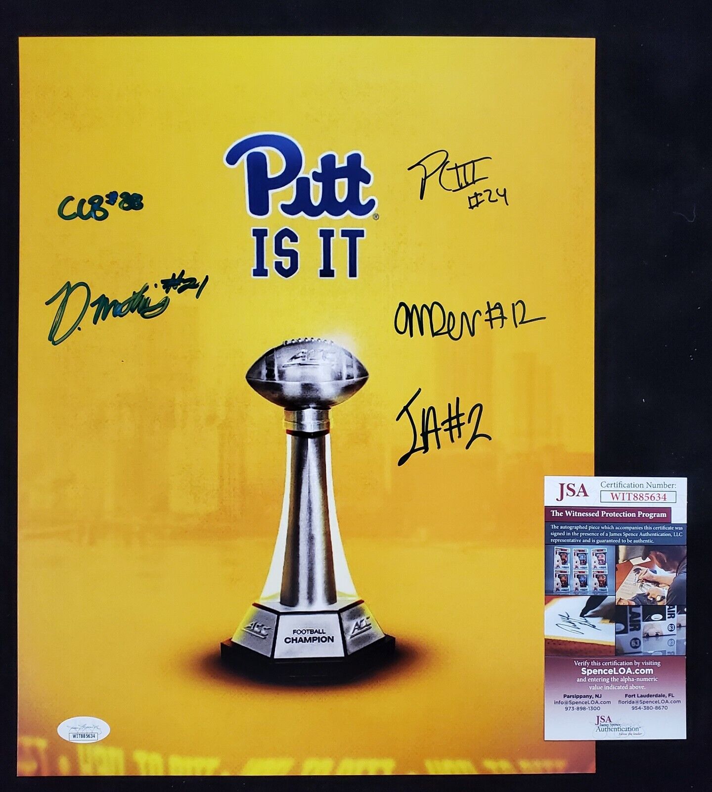 MVP Authentics Pitt Panthers 5X Acc Champions Autographed Signed 11X14 Poster Jsa Coa 135 sports jersey framing , jersey framing
