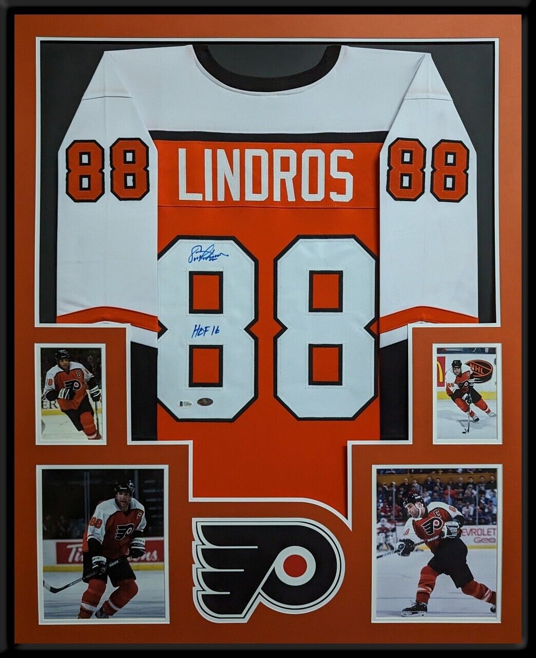 MVP Authentics Framed Philadelphia Flyers Eric Lindros Autographed Inscribed Jersey Beckett Coa 472.50 sports jersey framing , jersey framing