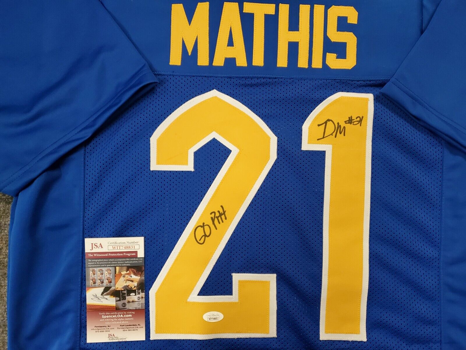 MVP Authentics Pitt Panthers Damarri Mathis Autographed Signed Inscribed Jersey Jsa Coa 63 sports jersey framing , jersey framing