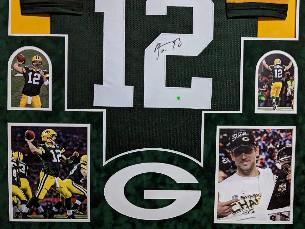 MVP Authentics Suede Framed Green Bay Packers Aaron Rodger Autographed Jersey Steiner Holo 2025 sports jersey framing , jersey framing
