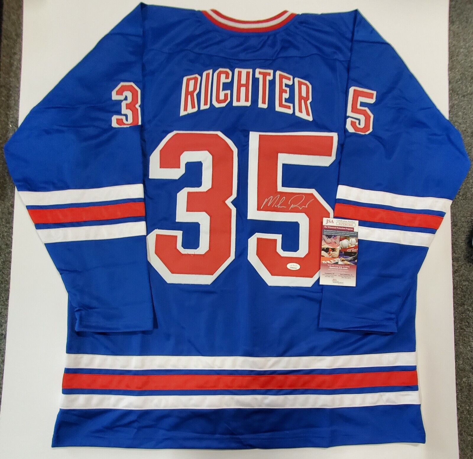 MVP Authentics N.Y. Rangers Mike Richter Autographed Signed Jersey Jsa  Coa 134.10 sports jersey framing , jersey framing