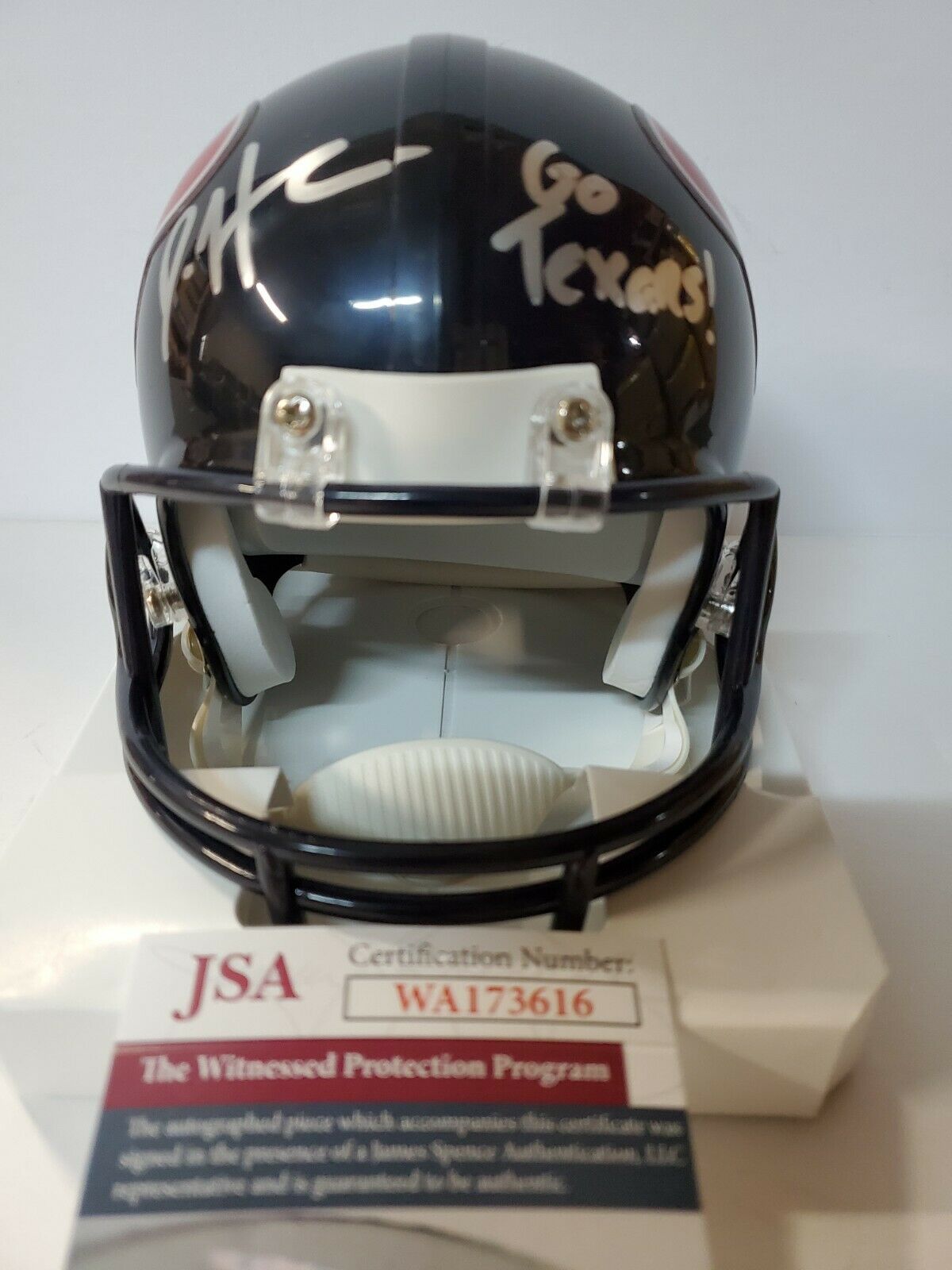 MVP Authentics Houston Texans Daesean Hamilton Signed Inscribed Vsr Mini Helmet Jsa Coa 81 sports jersey framing , jersey framing