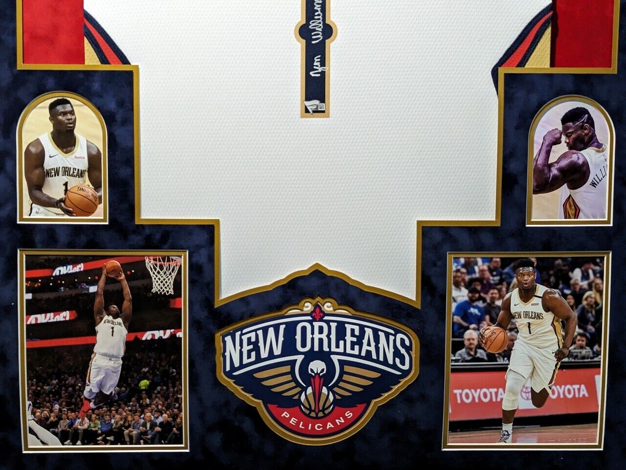 MVP Authentics Framed In Suede New Orleans Pelicans Zion Williamson Signed Jersey Fanatics Holo 1440 sports jersey framing , jersey framing