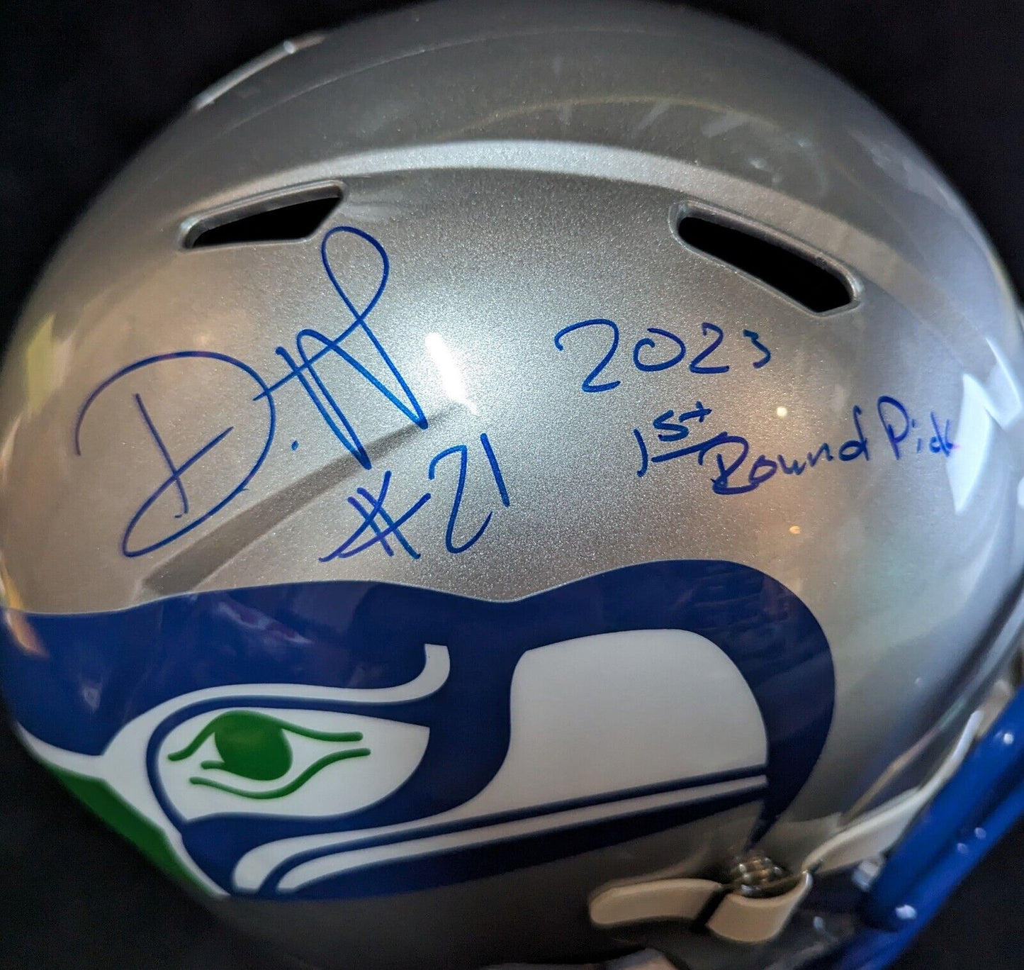MVP Authentics Seattle Seahawks Devon Witherspoon Signed Full Size Throwback Replica Helmet 265.50 sports jersey framing , jersey framing