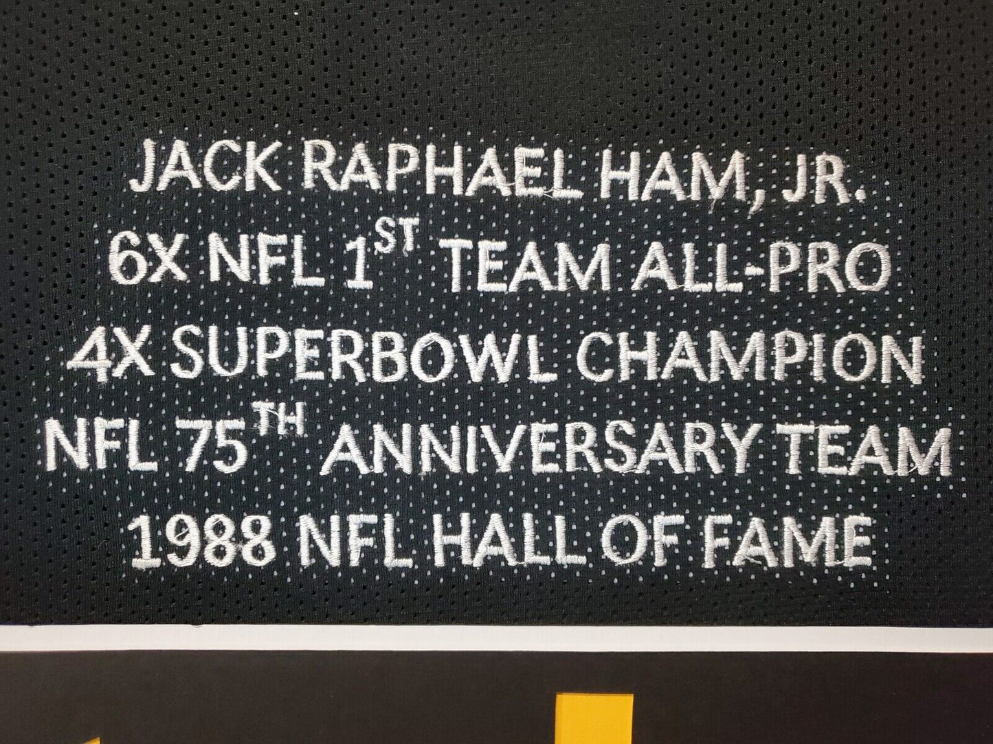 MVP Authentics Framed Pittsburgh Steelers Jack Ham Autographed Signed Inscribed Stat Jersey Jsa 450 sports jersey framing , jersey framing
