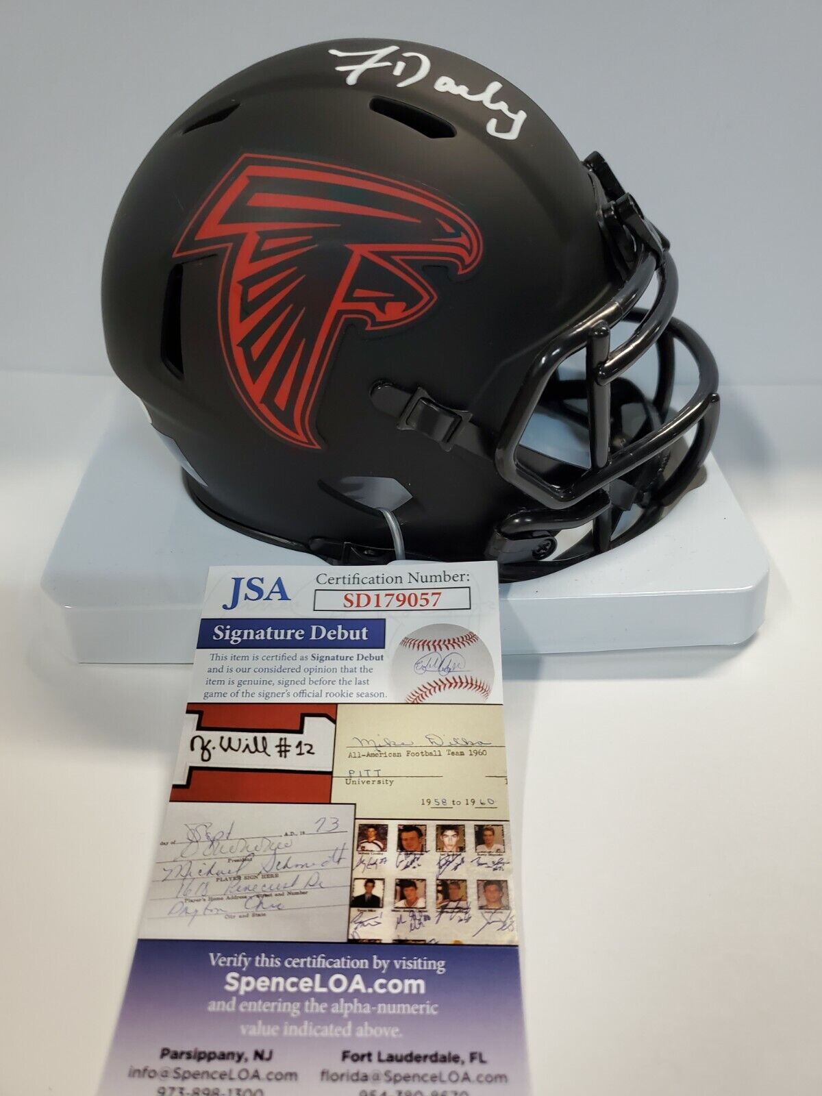 MVP Authentics Atlanta Falcons Frank Darby Autographed Signed Eclipse Mini Helmet Jsa Coa 89.10 sports jersey framing , jersey framing