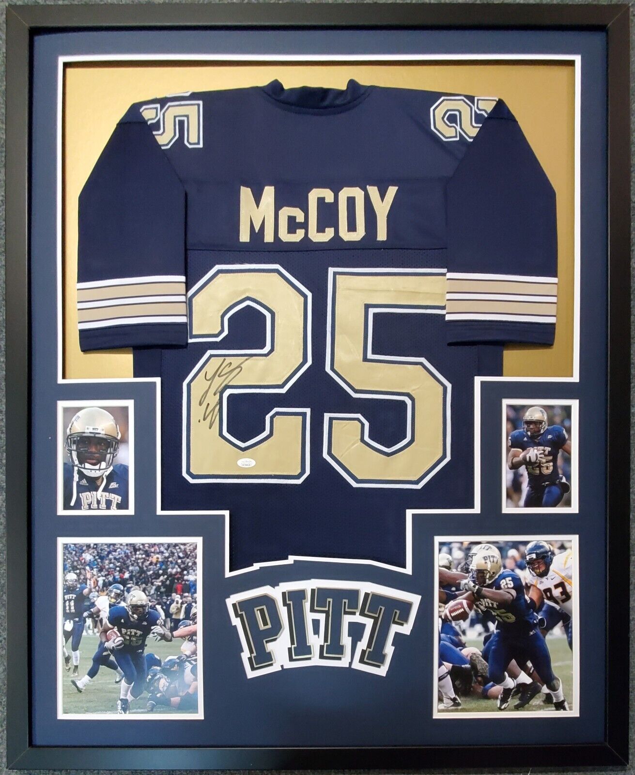 MVP Authentics Framed Pitt Panthers Lesean Mccoy Autographed Signed Jersey Jsa Coa 450 sports jersey framing , jersey framing