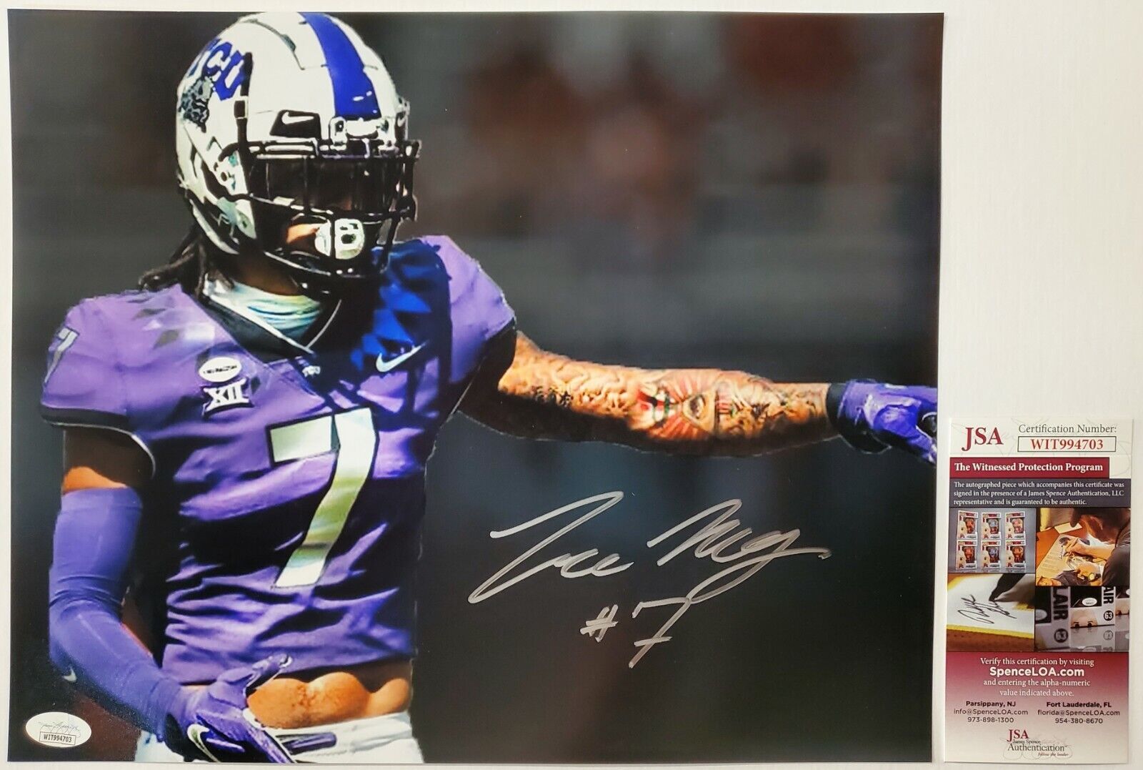 MVP Authentics Tcu Horned Frogs Tre'von Moehrig Autographed Signed 11X14 Photo Jsa Coa 72 sports jersey framing , jersey framing
