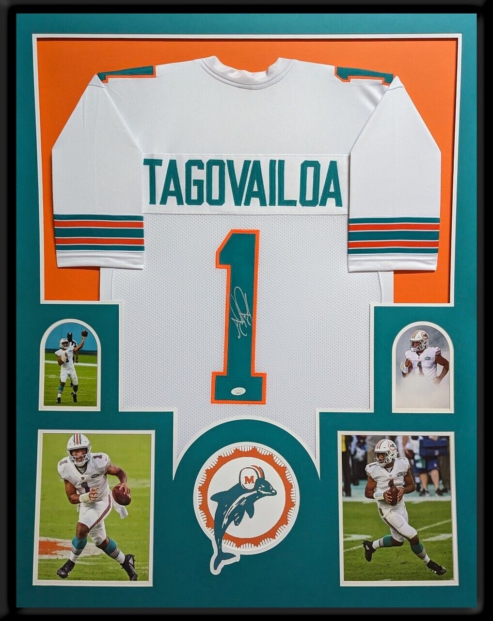 MVP Authentics Framed Miami Dolphins Tua Tagovailoa Autographed Signed Jersey Jsa Coa 765 sports jersey framing , jersey framing