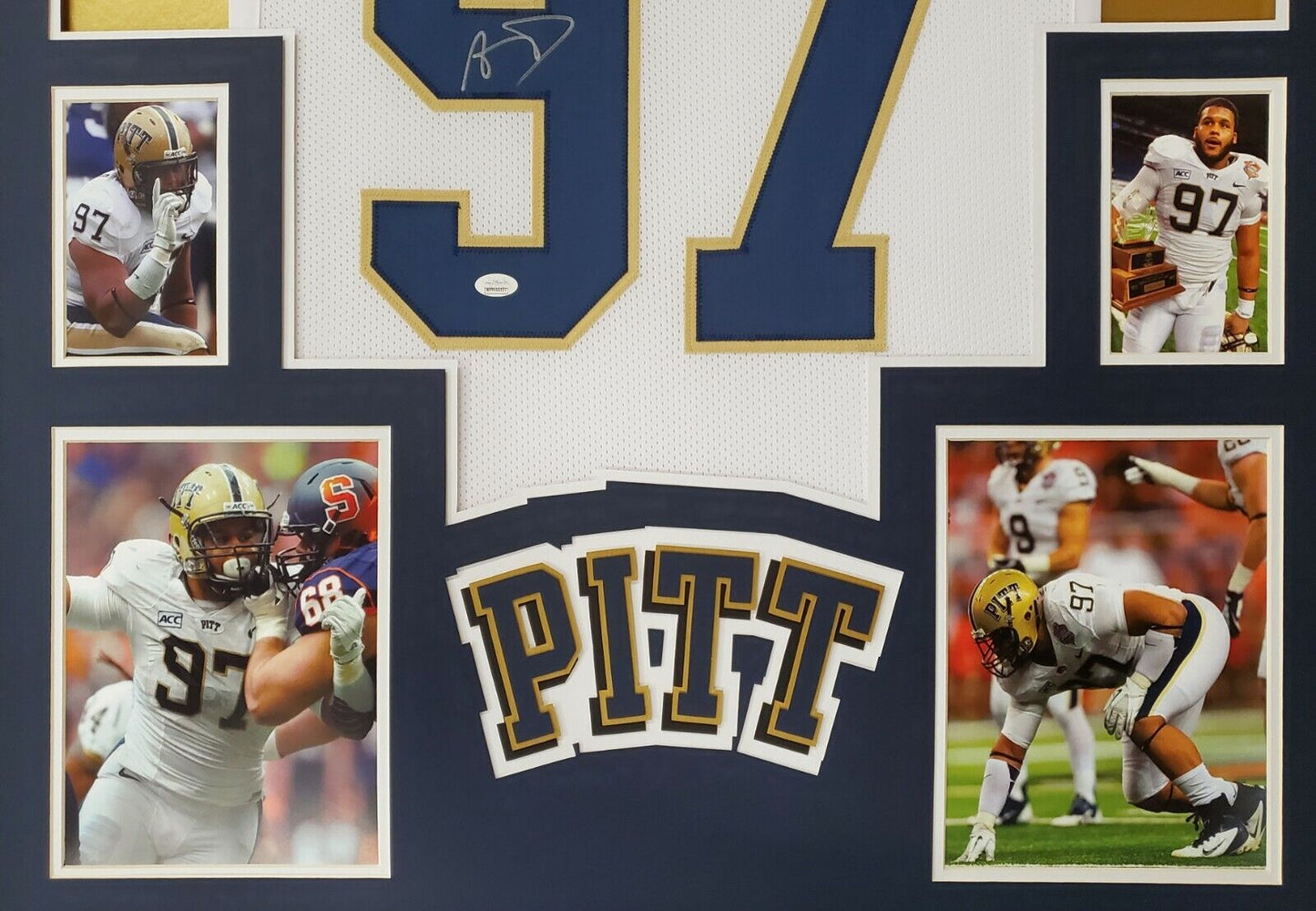 MVP Authentics Framed Pitt Panthers Aaron Donald Autographed Signed Jersey Jsa Coa 539.10 sports jersey framing , jersey framing