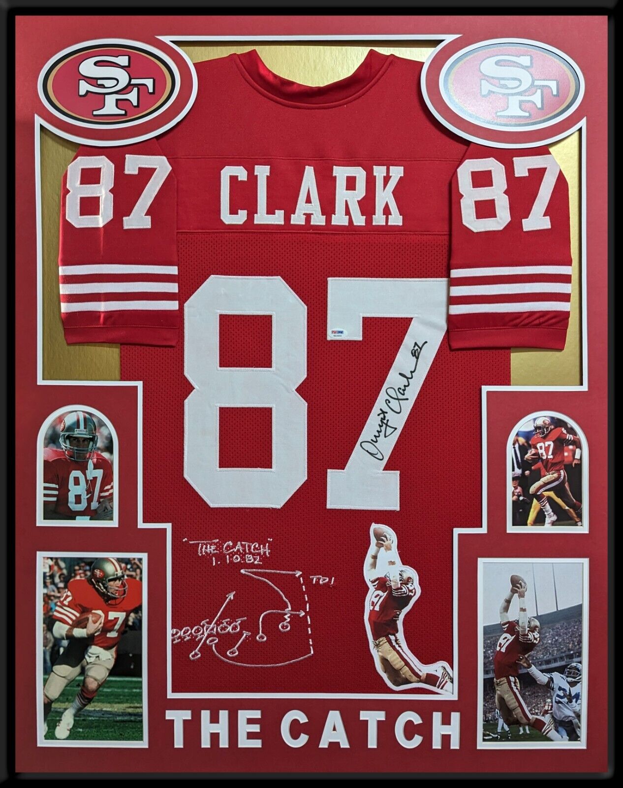 MVP Authentics Framed San Francisco 49Ers Dwight Clark Autographed Signed Jersey Psa Coa 1080 sports jersey framing , jersey framing