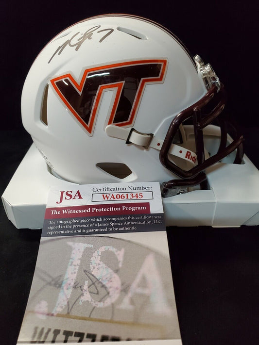 MVP Authentics Virginia Tech Hokies Michael Vick Mini Helmet Jsa Coa 112.50 sports jersey framing , jersey framing