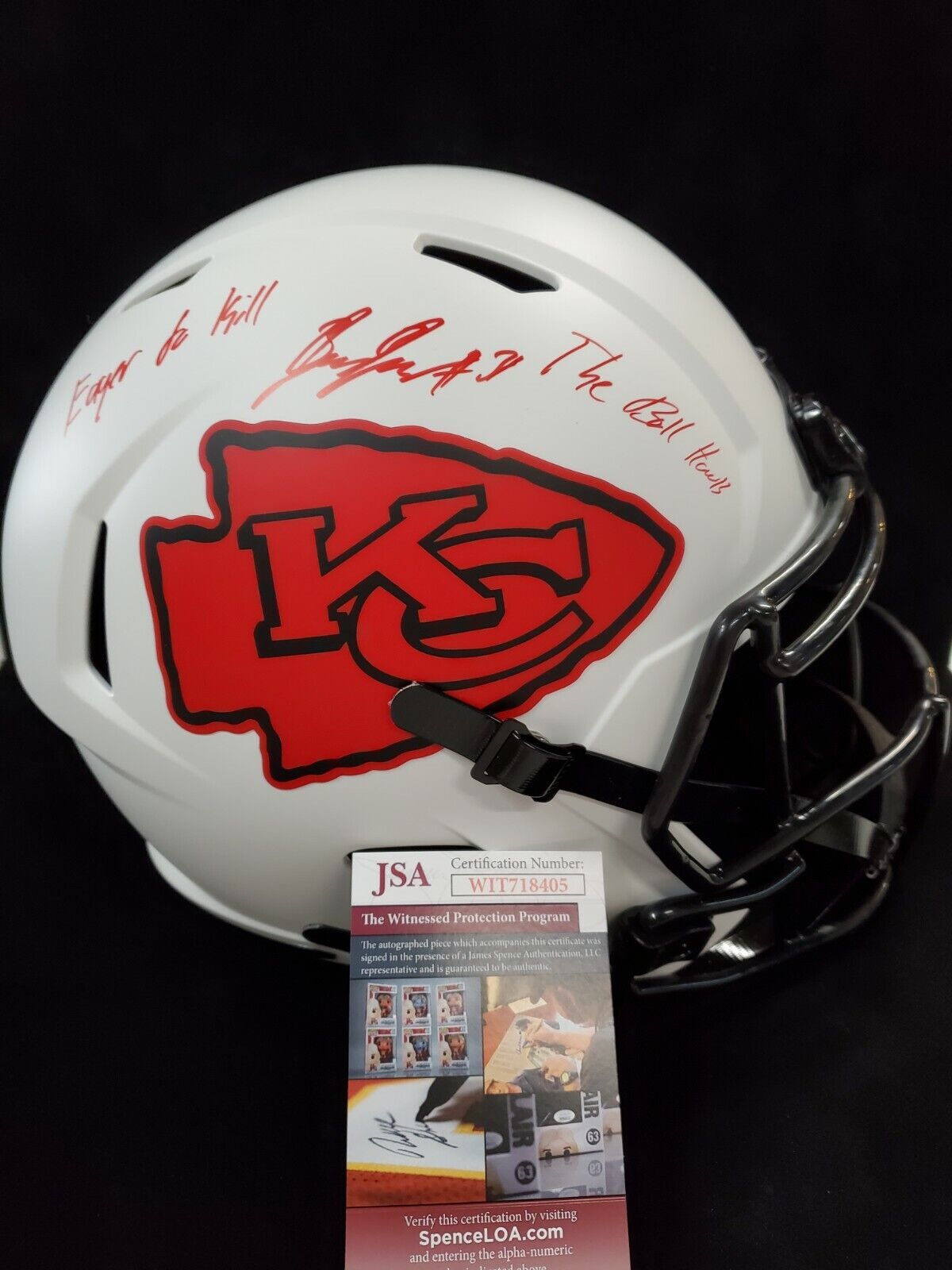 MVP Authentics Kc Chiefs L'jarius Sneed Signed Inscribed Full Size Replica Lunar Helmet Jsa Coa 306 sports jersey framing , jersey framing