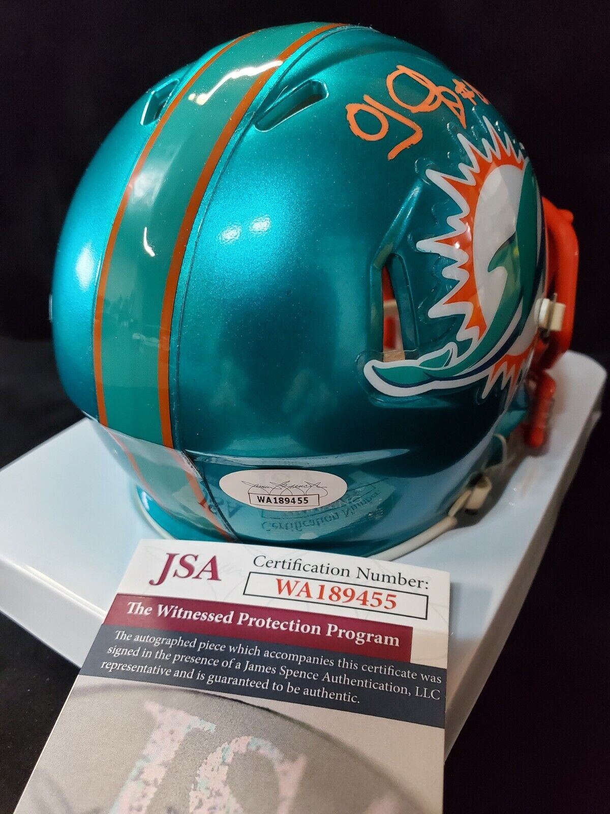 MVP Authentics Oj Mcduffie Autographed Signed Miami Dolphins Flash Mini Helmet Jsa Coa 108 sports jersey framing , jersey framing